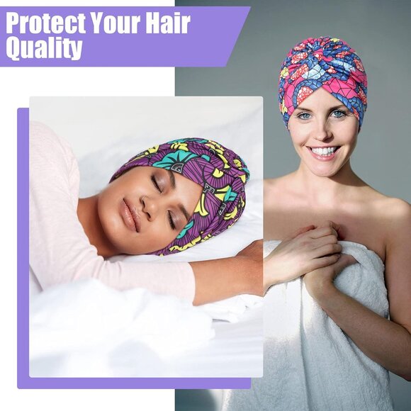 4 Pieces African Headwrap Turban for Women Hair Wrap Head Cap Stretch Pre-Tied K - Picture 4 of 7
